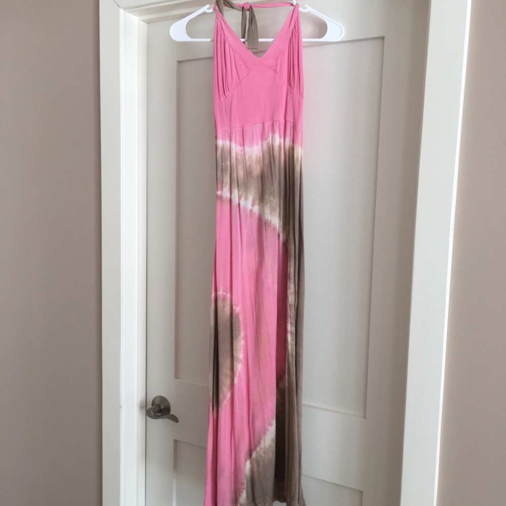 Halter sundress, pink and brown tie dye